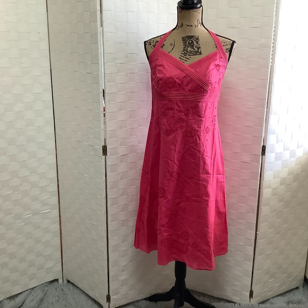 Ann Taylor pink halter eyelet dress size 0